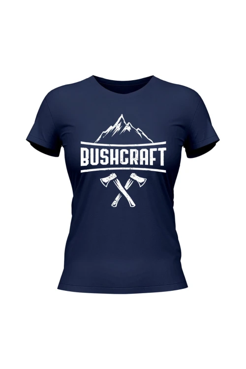 Koszulka damska Bushcraft napis - granatowa