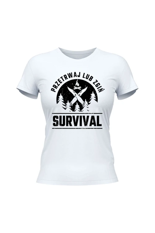 Koszulka damska Survival Przetrwaj lub zgiń - biała