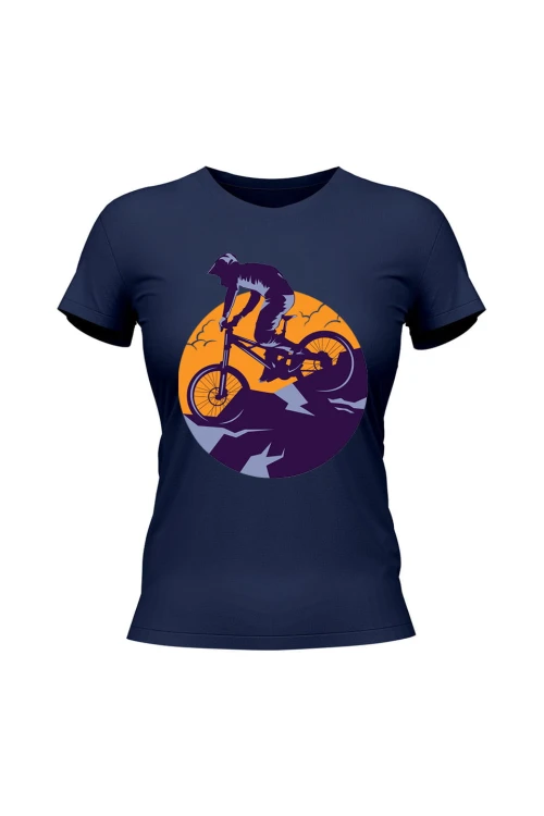 Koszulka damska Enduro MTB Góry - granatowa
