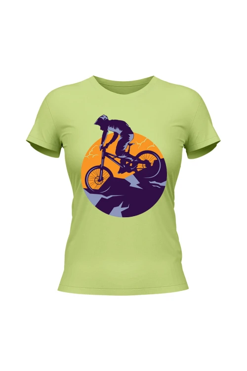 Koszulka damska Enduro MTB Góry - limonka