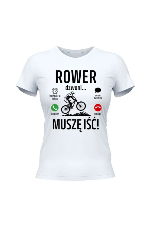 Koszulka damska Rower dzwoni muszę iść Downhill - biała