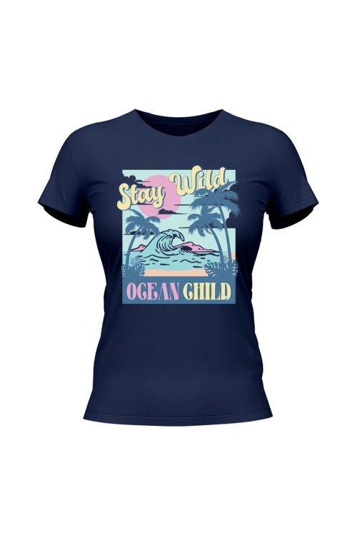 Koszulka damska Stay wild ocean child - granatowa
