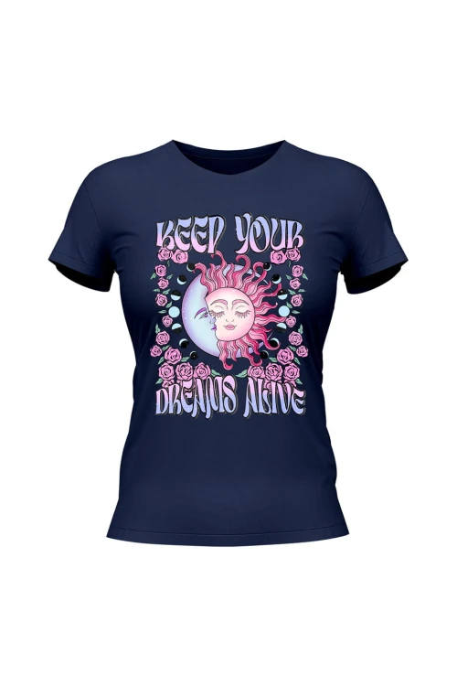 Koszulka damska Keep your dreams alive - granatowa