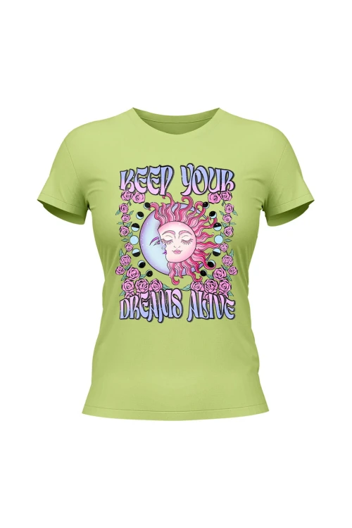 Koszulka damska Keep your dreams alive - limonka