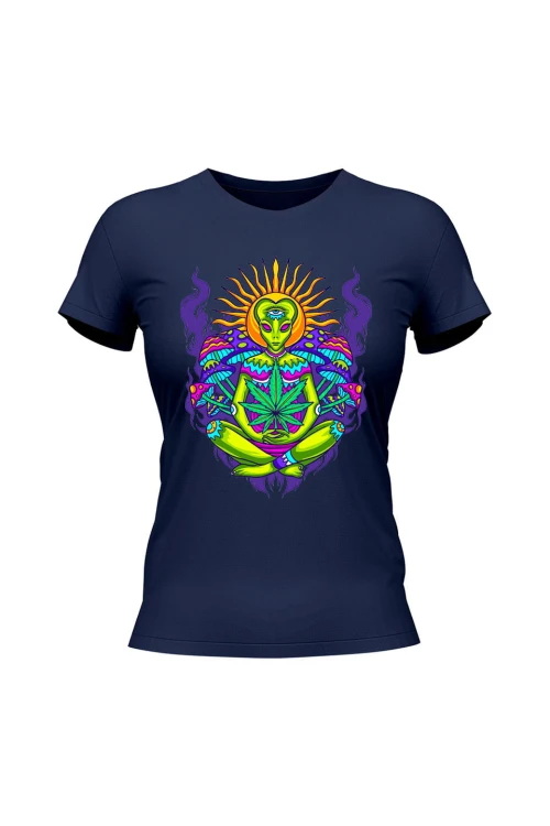 Koszulka damska Hippies Alien - granatowa