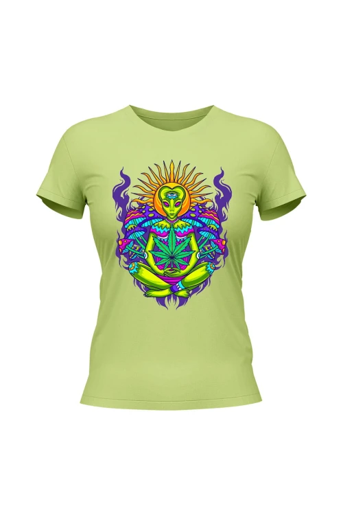 Koszulka damska Hippies Alien - limonka