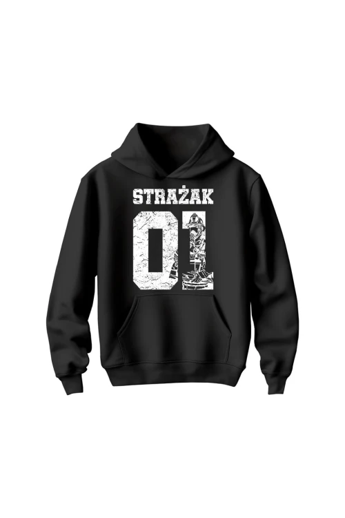 Bluza dziecięca z kapturem Strażak 01 - czarna