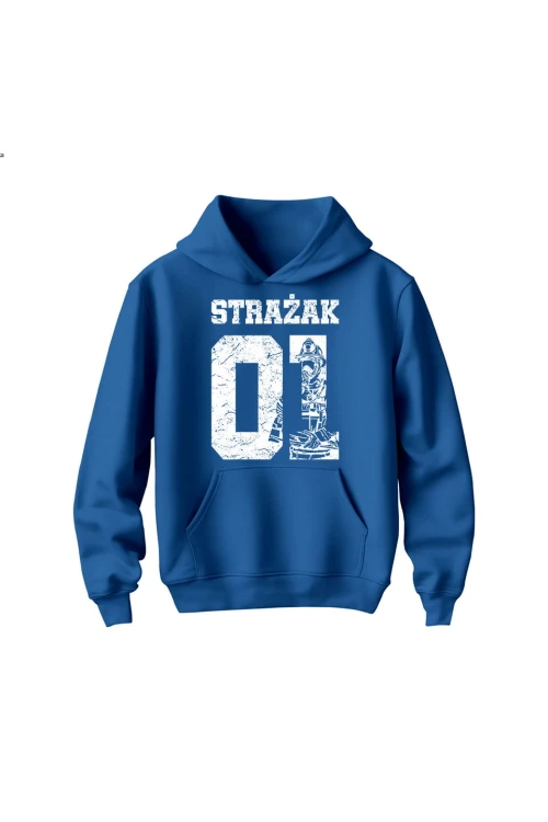 Bluza dziecięca z kapturem Strażak 01 - niebieska