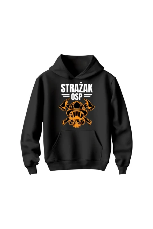 Bluza dziecięca z kapturem Strażak OSP - czarna