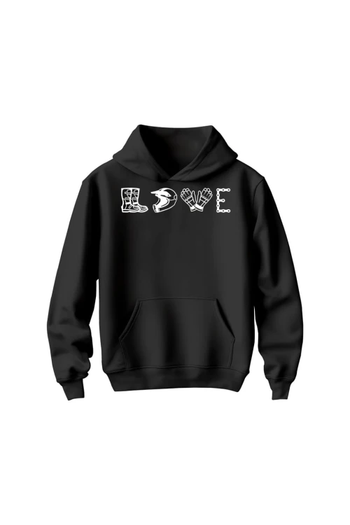 Bluza dziecięca z kapturem LOVE MOTO - czarna