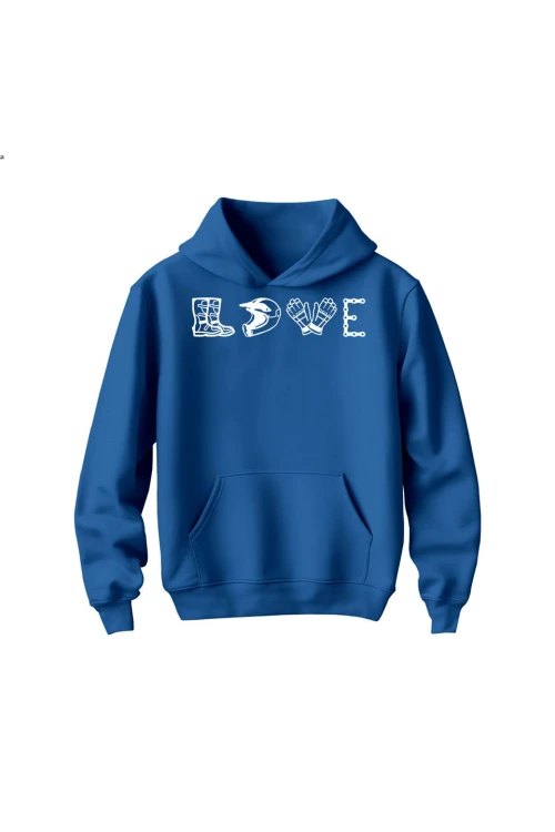 Bluza dziecięca z kapturem LOVE MOTO - niebieska