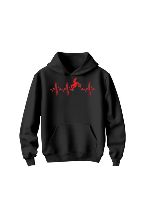 Bluza dziecięca z kapturem Motocross heartbeat - czarna