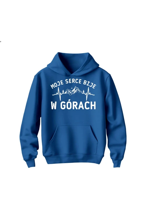 Bluza dziecięca z kapturem Moje serce bije w górach - niebieska
