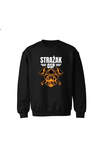 Bluza dziecięca bez kaptura Strażak OSP - czarna