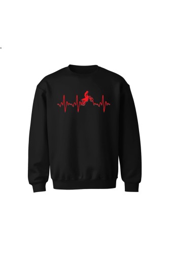 Bluza dziecięca bez kaptura Motocross heartbeat - czarna