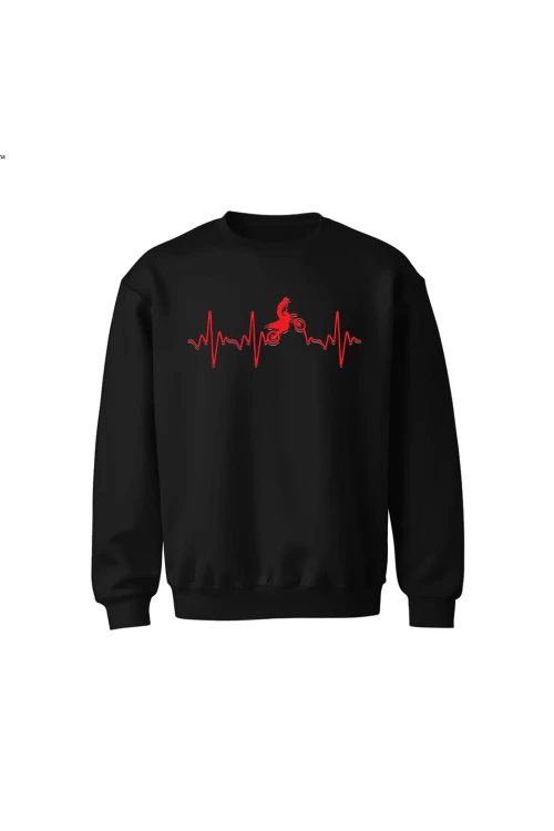Bluza dziecięca bez kaptura Motocross heartbeat - czarna