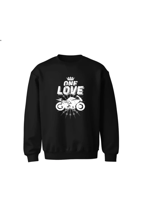Bluza dziecięca bez kaptura One Love Motocykle - czarna