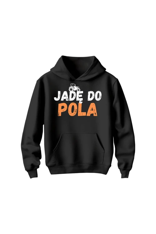 Bluza dziecięca z kapturem Jadę do pola - czarna