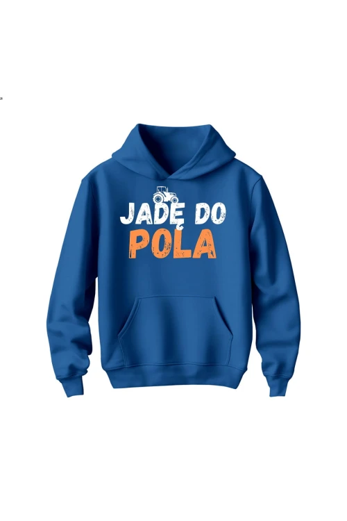Bluza dziecięca z kapturem Jadę do pola - niebieska