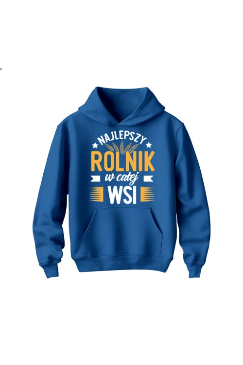 Bluza dziecięca z kapturem Najlepszy rolnik w całej wsi - niebieska