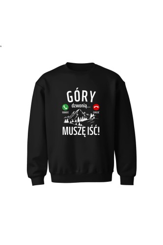 Bluza dziecięca bez kaptura Góry dzwonią muszę iść - czarna