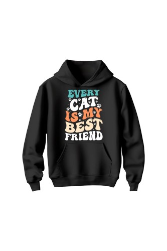 Bluza dziecięca z kapturem Every Cat is My Best Friend - czarna