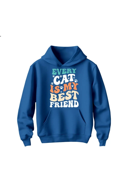 Bluza dziecięca z kapturem Every Cat is My Best Friend - niebieska
