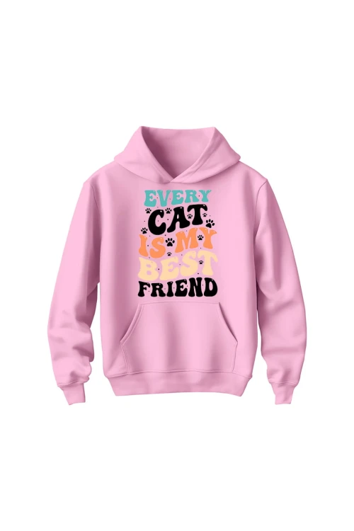 Bluza dziecięca z kapturem Every Cat is My Best Friend - różowa