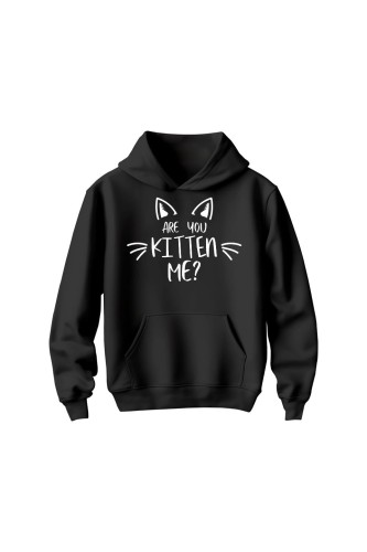 Bluza dziecięca z kapturem Are you kitten me? - czarna