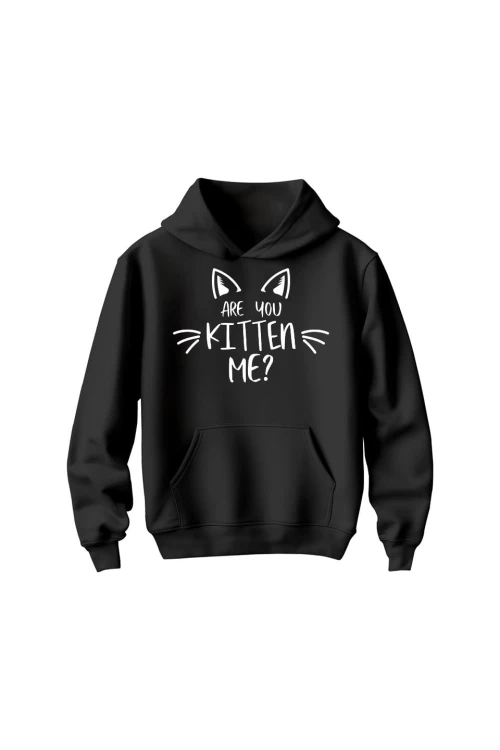 Bluza dziecięca z kapturem Are you kitten me? - czarna
