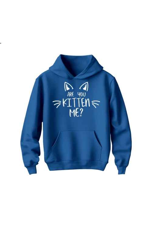 Bluza dziecięca z kapturem Are you kitten me? - niebieska