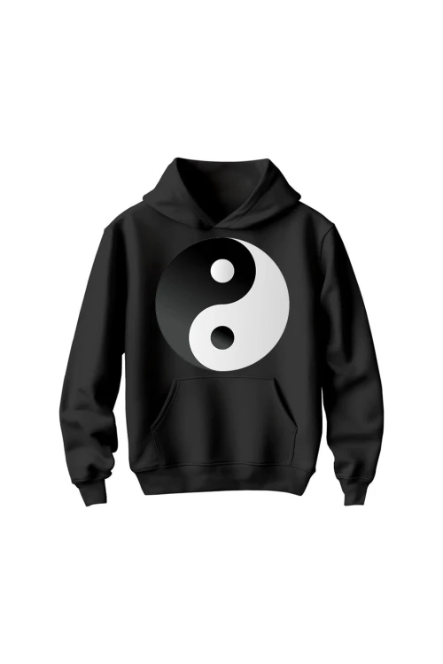 Bluza dziecięca z kapturem Symbol Yin Yang - czarna