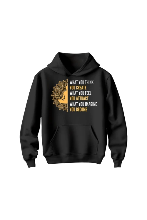 Bluza dziecięca z kapturem What you think you create - czarna