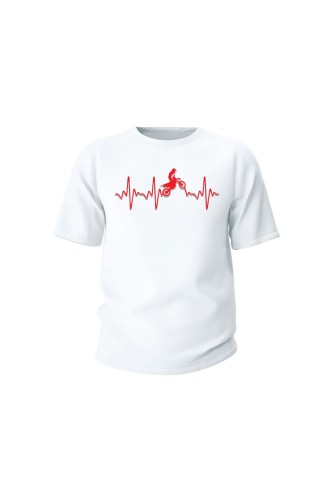 Koszulka dziecięca Motocross heartbeat - biała