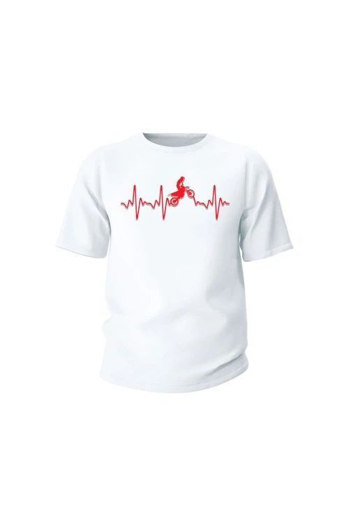 Koszulka dziecięca Motocross heartbeat - biała