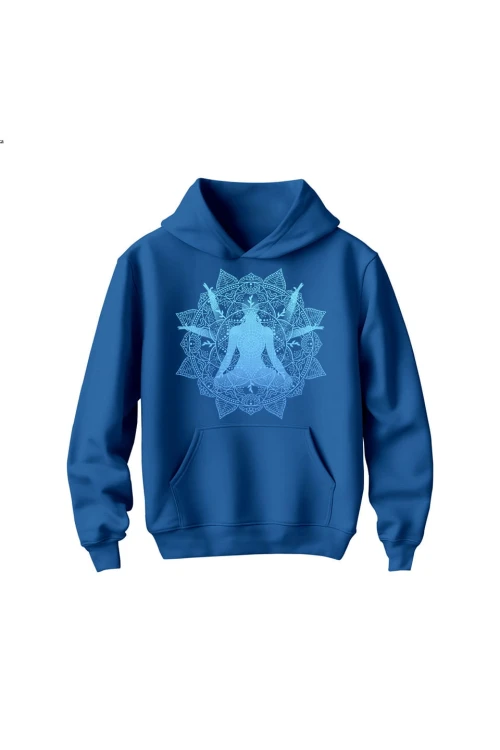 Bluza dziecięca z kapturem Medytacja Mandala - niebieska