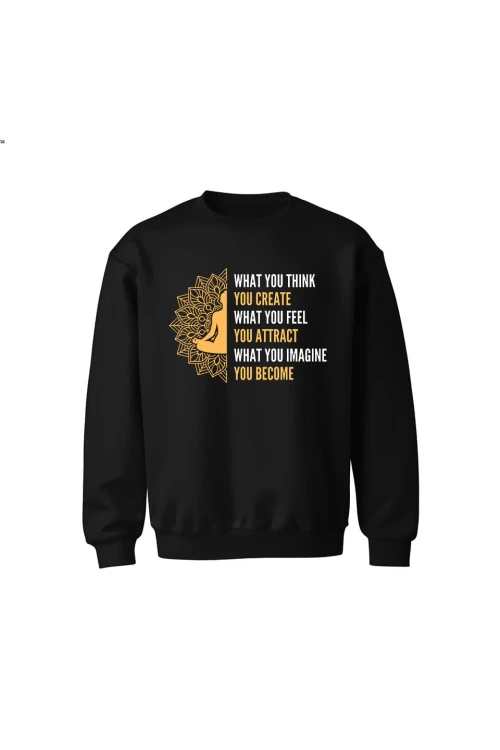 Bluza dziecięca bez kaptura What you think you create - czarna