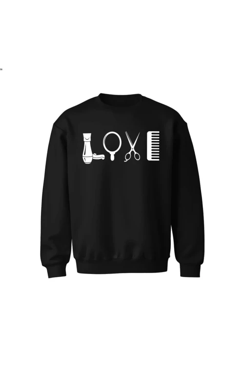 Bluza dziecięca bez kaptura Love Fryzjerstwo - czarna