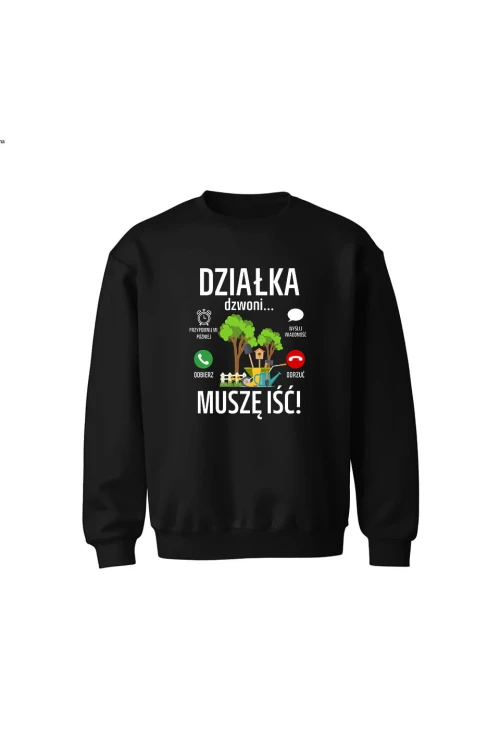 Bluza dziecięca bez kaptura Działka dzwoni muszę iść - czarna