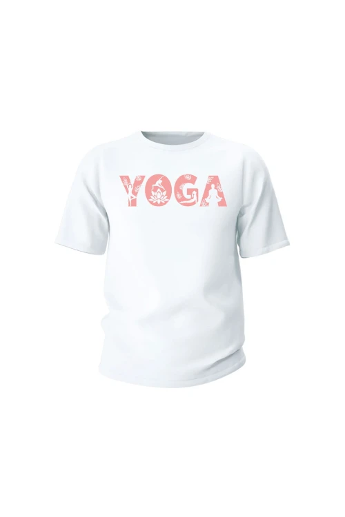 Koszulka dziecięca Yoga Napis - biała