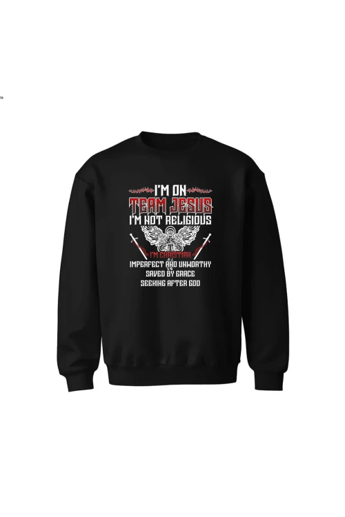 Bluza dziecięca bez kaptura I'm on team Jesus - czarna