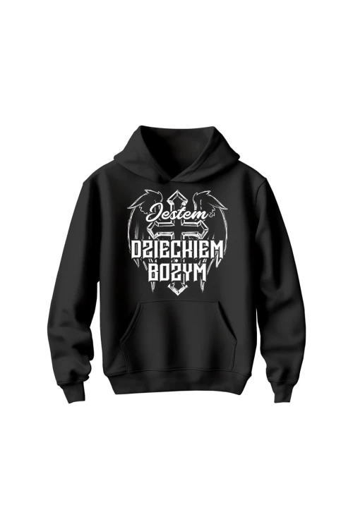 Bluza dziecięca z kapturem Jestem Dzieckiem Bożym - czarna