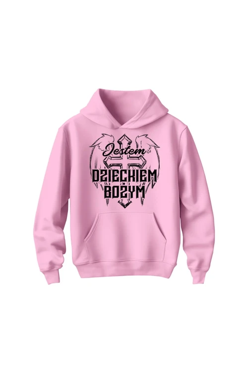Bluza dziecięca z kapturem Jestem Dzieckiem Bożym - różowa
