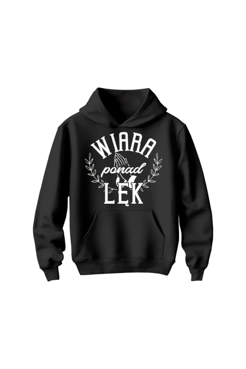 Bluza dziecięca z kapturem Wiara ponad lęk - czarna