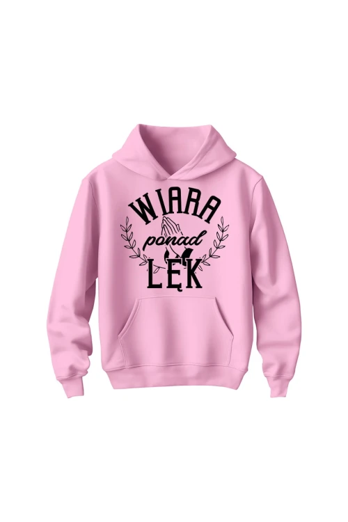 Bluza dziecięca z kapturem Wiara ponad lęk - różowa