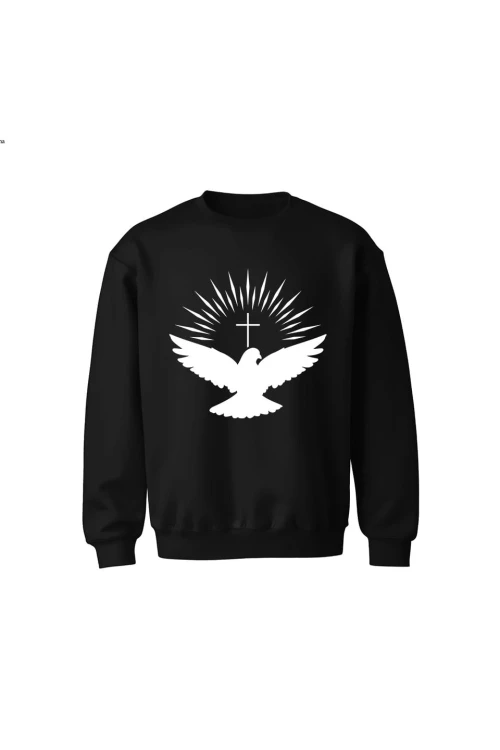 Bluza dziecięca bez kaptura Gołąb duch święty - czarna