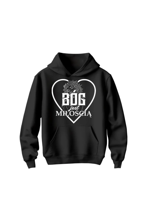 Bluza dziecięca z kapturem Bóg jest miłością - czarna