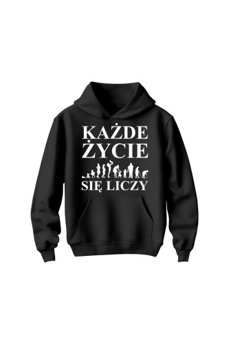 Bluza dziecięca z kapturem Każde życie się liczy - czarna