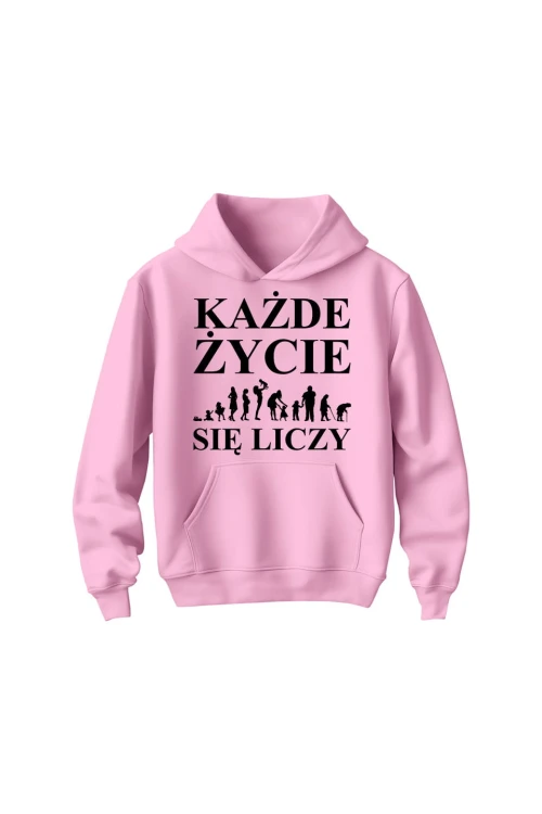 Bluza dziecięca z kapturem Każde życie się liczy - różowa