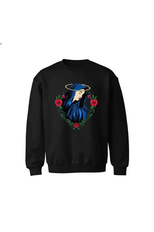 Bluza dziecięca bez kaptura Wizerunek Maryi - czarna